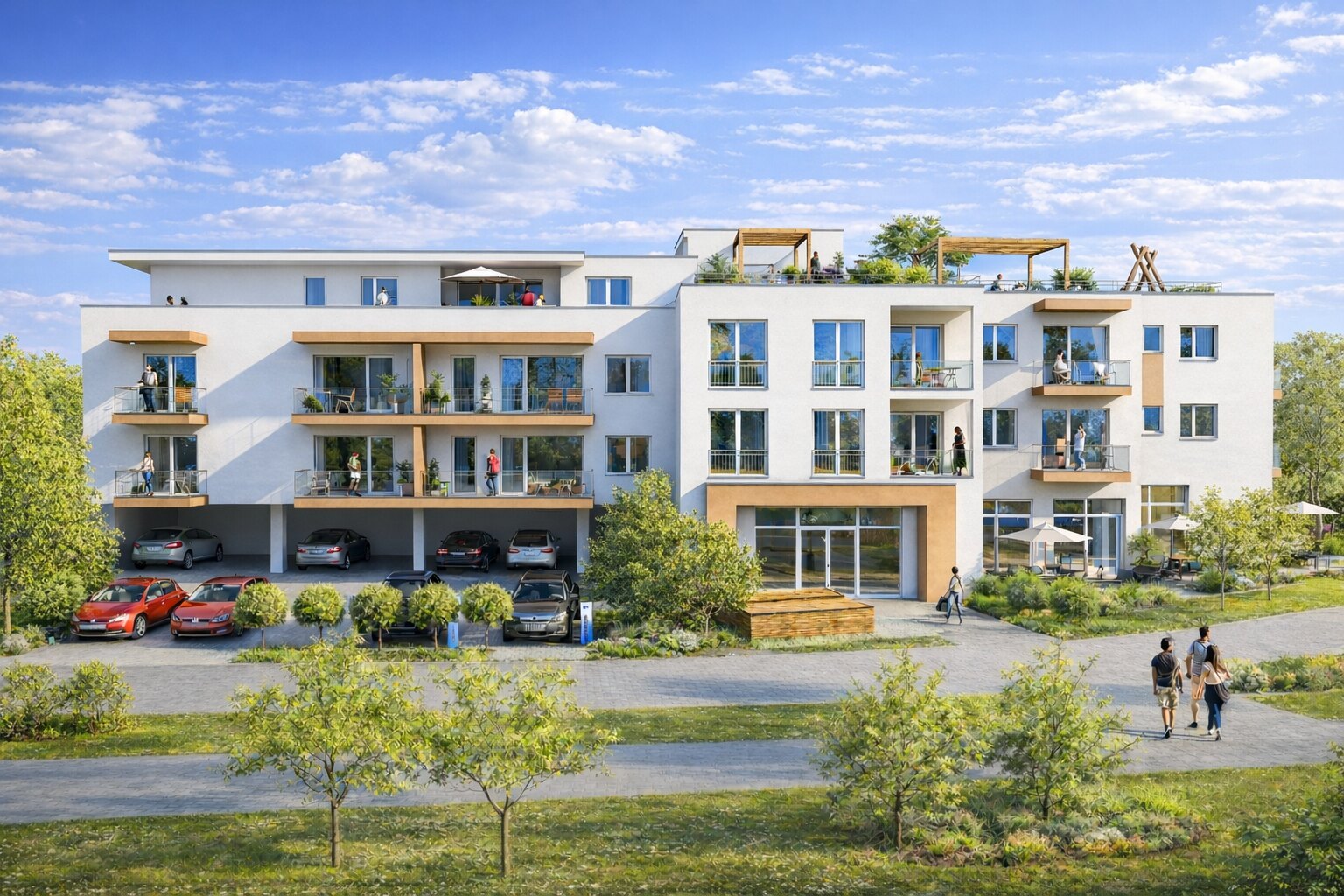 Außenansicht des Wohnprojekts Living W17 in Gaisbach